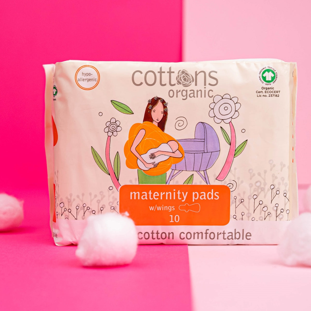 Penso de Maternidade 100% Algodão com Abas 10 unidades  Cottons