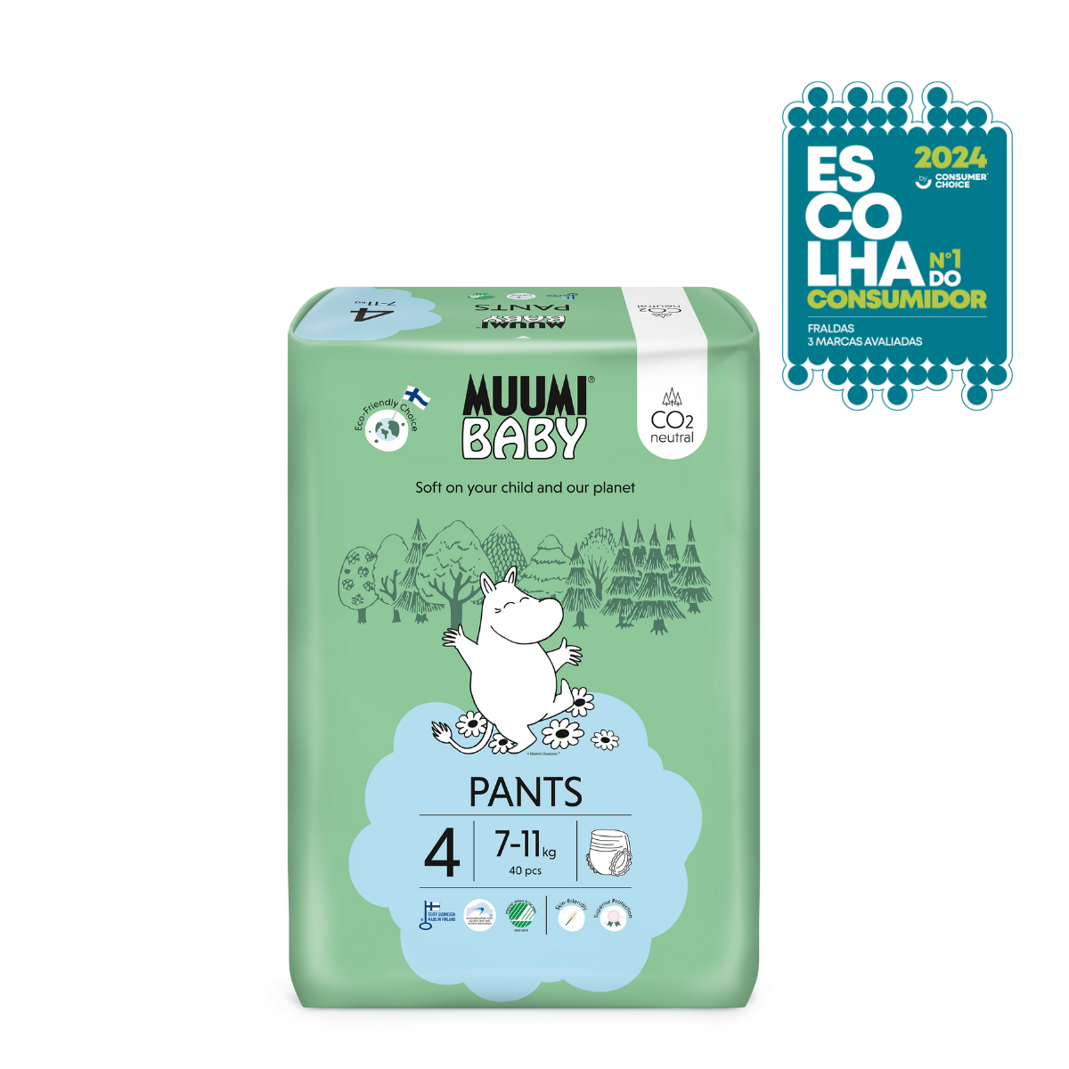 Fralda-cueca Walkers Tam. 4 (7-11 kg) - 40 unidades Muumi Baby