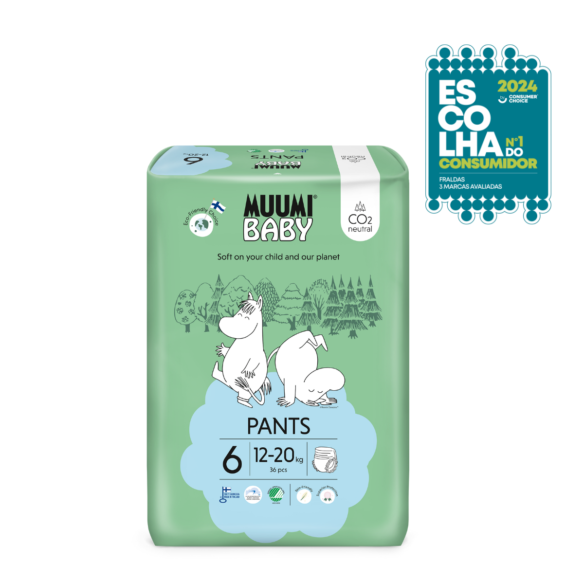 Fralda-cueca Walkers Tam. 6 (12-20kg) - 36 unidades Muumi Baby