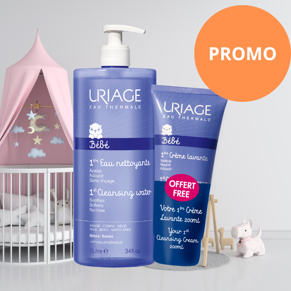 1ª Água de Limpeza 1L Bebé + 1º Creme Lavante 200ml Bebé Uriage, PROMO