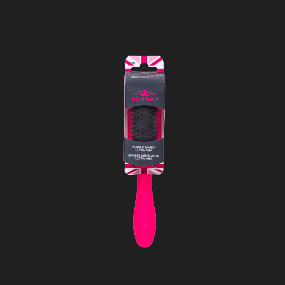 Mini Escova de Cabelo Desembaraçadora Rosa Elétrico, DENMAN