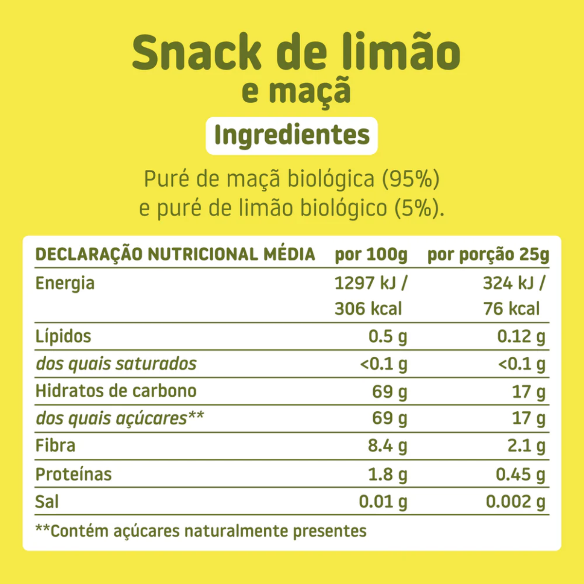 Sminolas Maçã e Limão Biológico, 25g Smileat Triboo
