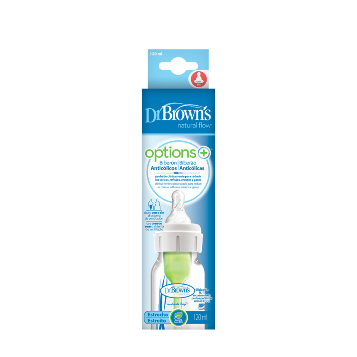 Biberão Options+ PP Boca Estreita, 120ml Dr. Browns