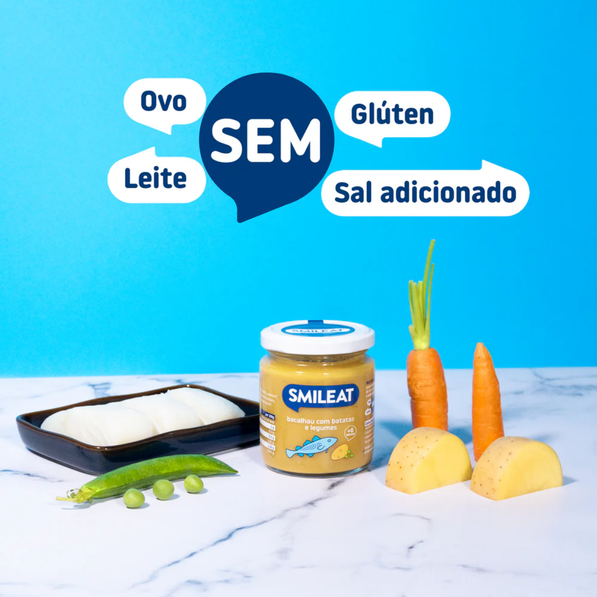 Boião Bacalhau com Batata e Legumes Biológico, 230g. Smileat