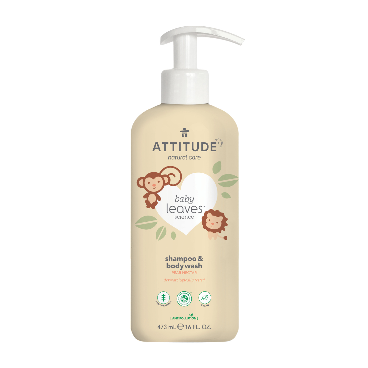Champô para Bebé 2 em 1 Baby Leaves - Néctar de Pêra, 473ml Attitude