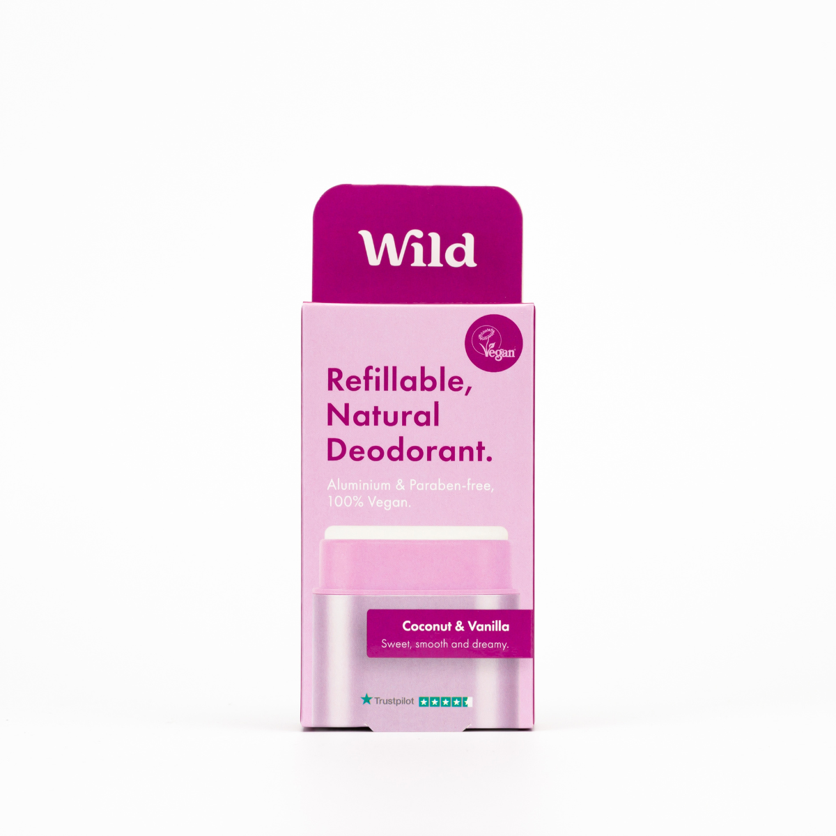 Desodorizante Natural Coco e Baunilha - 40g Caixa e Recarga, WILD