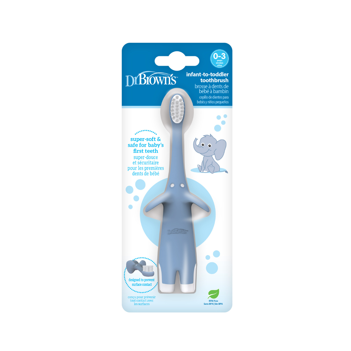 Escova Dentes 0-3 Anos Elefante Azul, Dr. Browns