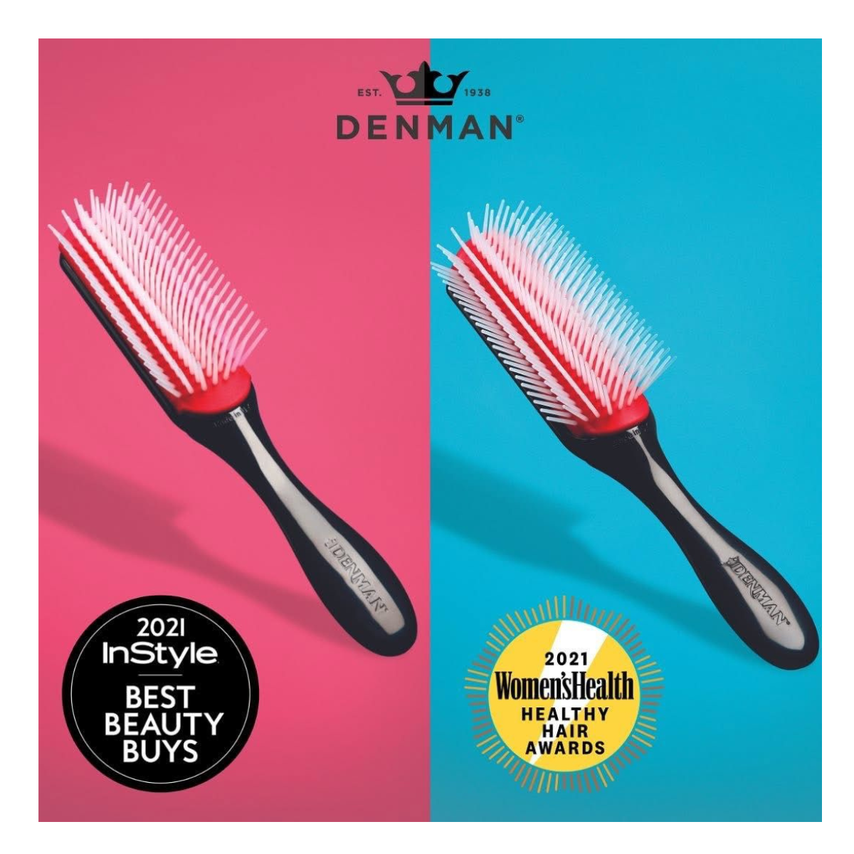 Escova de Cabelo Mini Styler & Ondulado Iconic Preto, DENMAN