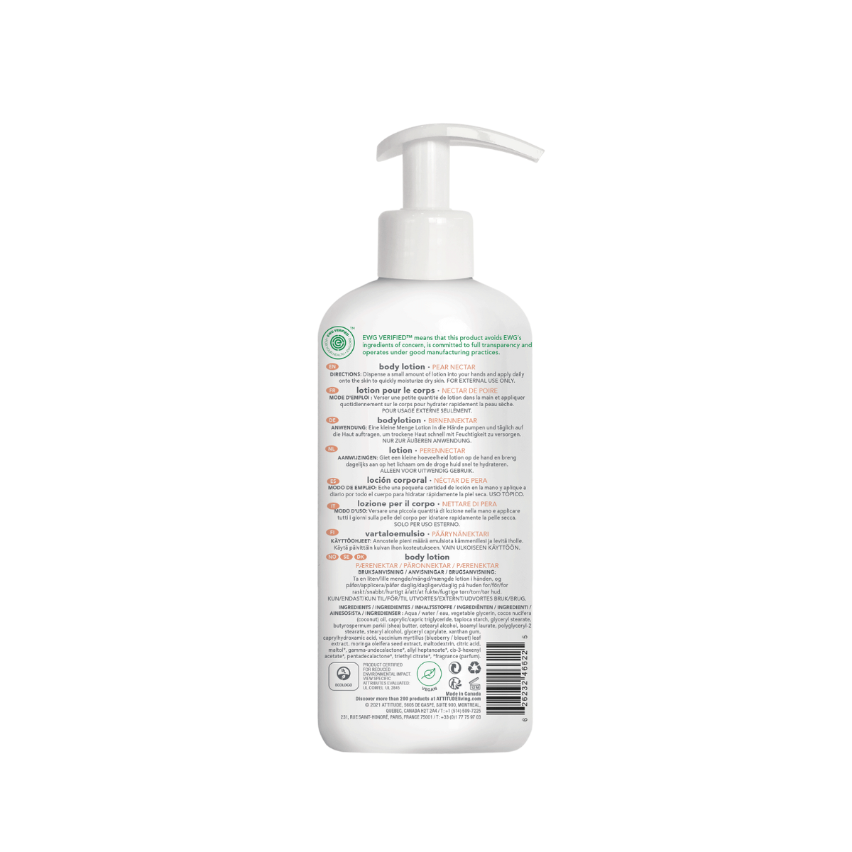 Loção de Corpo, Baby Leaves - Néctar de Pêra, 473ml Attitude