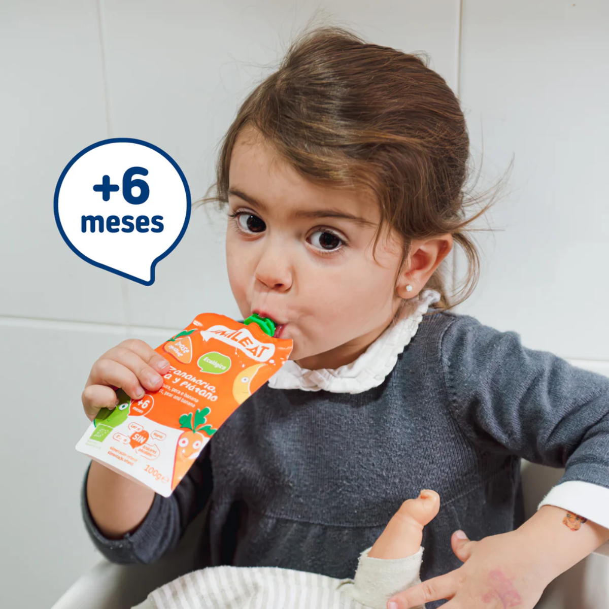 Saqueta Cenoura, Pêra e Banana Biológico, 100g, Smileat