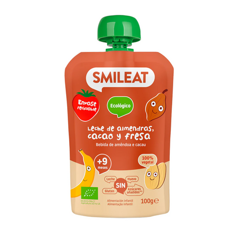 Saqueta Bebida de Amêndoa, Cacau e Morango Biológico, 100g Smileat