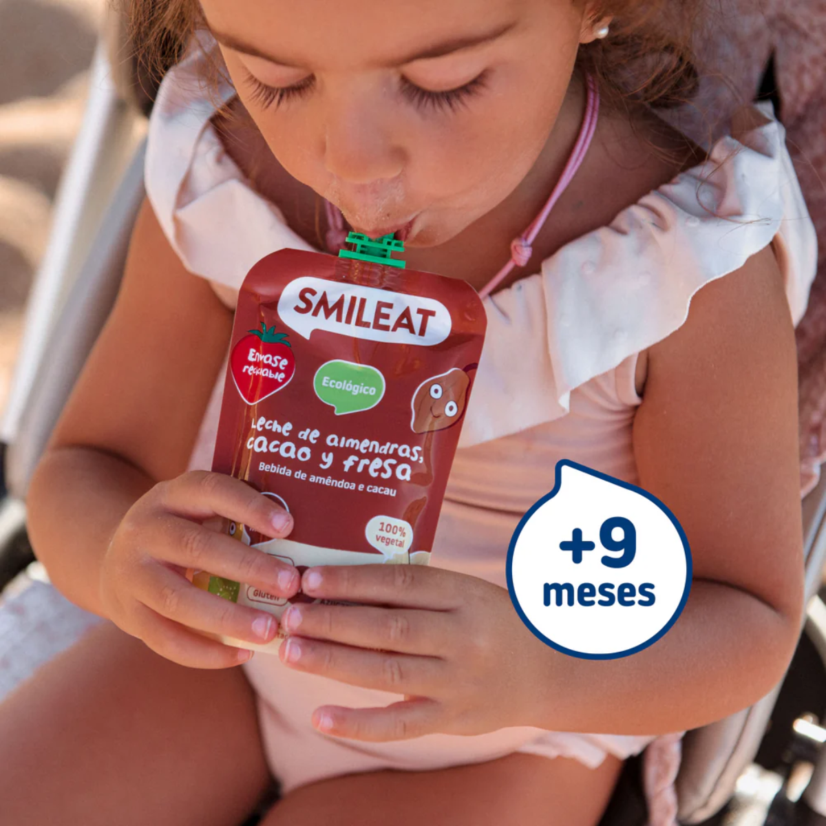 Saqueta Bebida de Amêndoa, Cacau e Morango Biológico, 100g Smileat