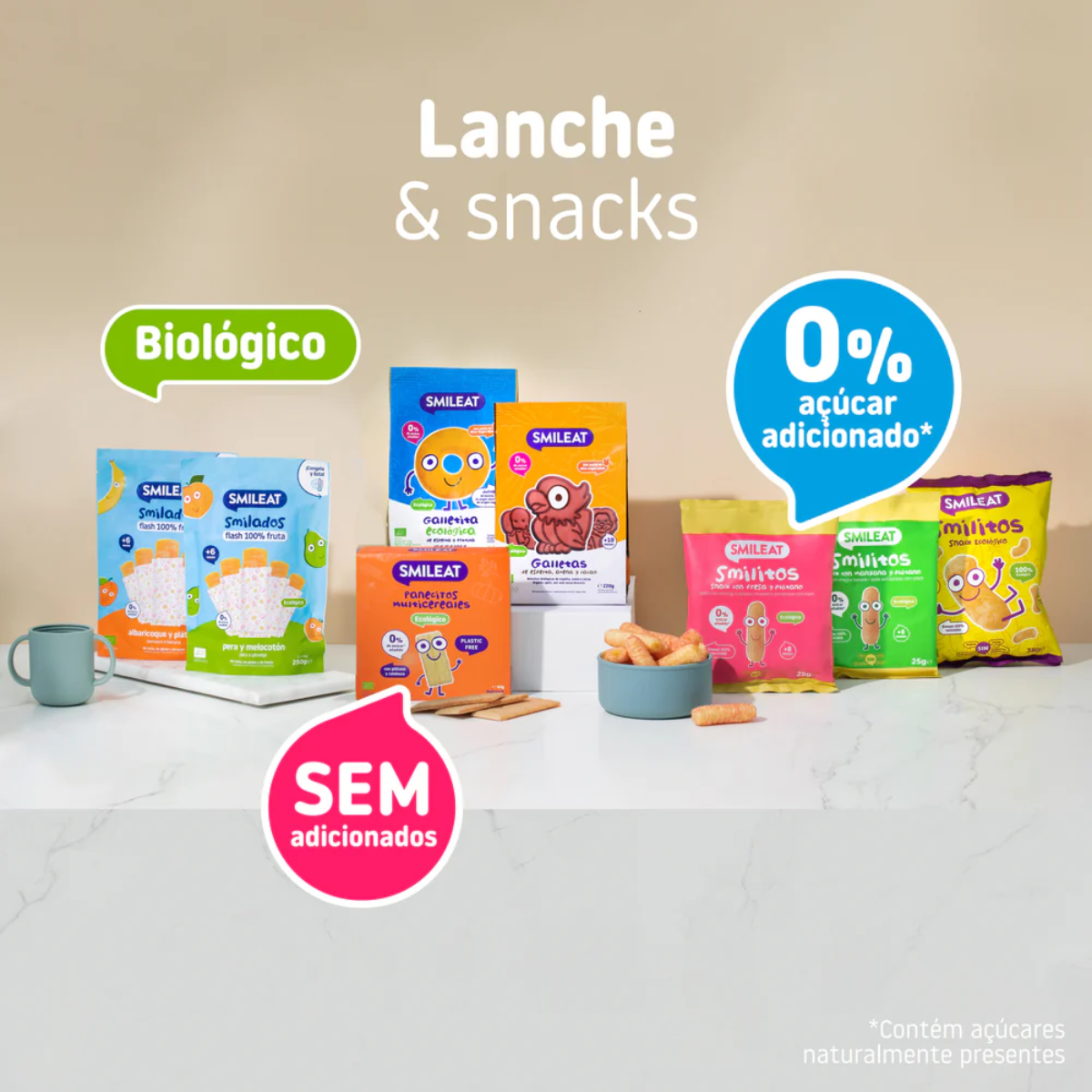 Smilados Pêra e Pêssego Biológico - 5 uni. x 50g. Smileat