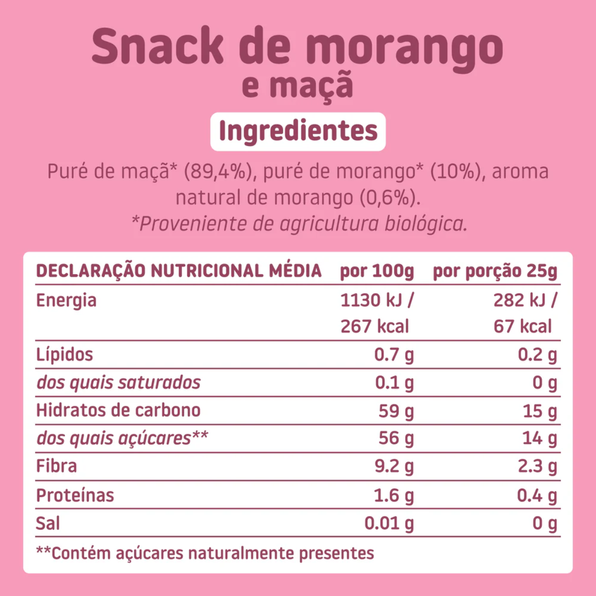 Sminolas Morango Biológico, 25g Smileat Triboo