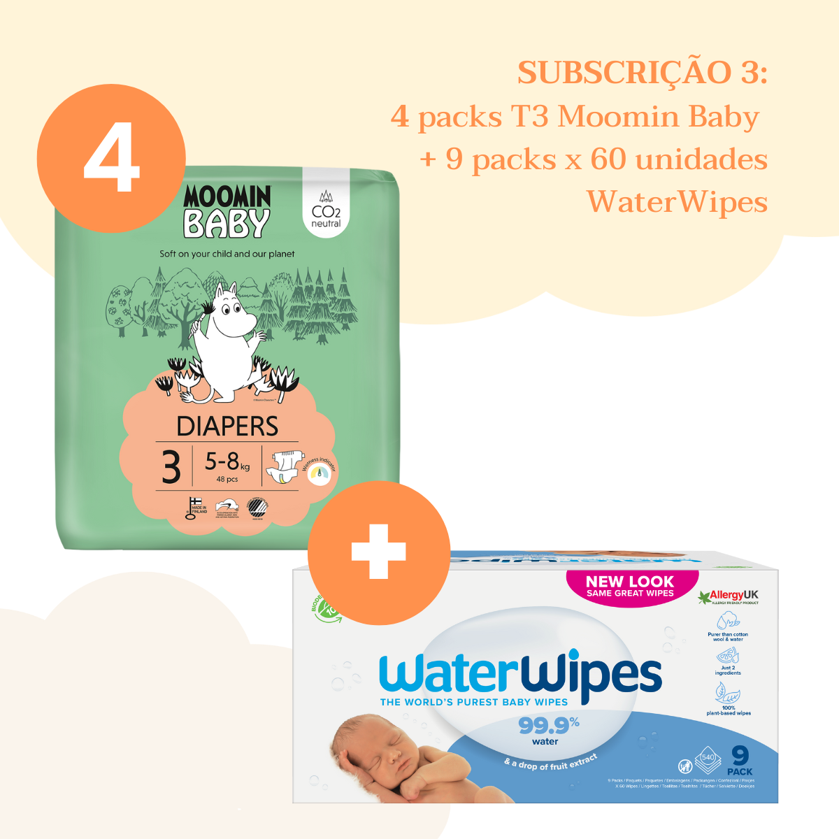 Subscrição WaterWipes + Moomin Baby Tamanho 3