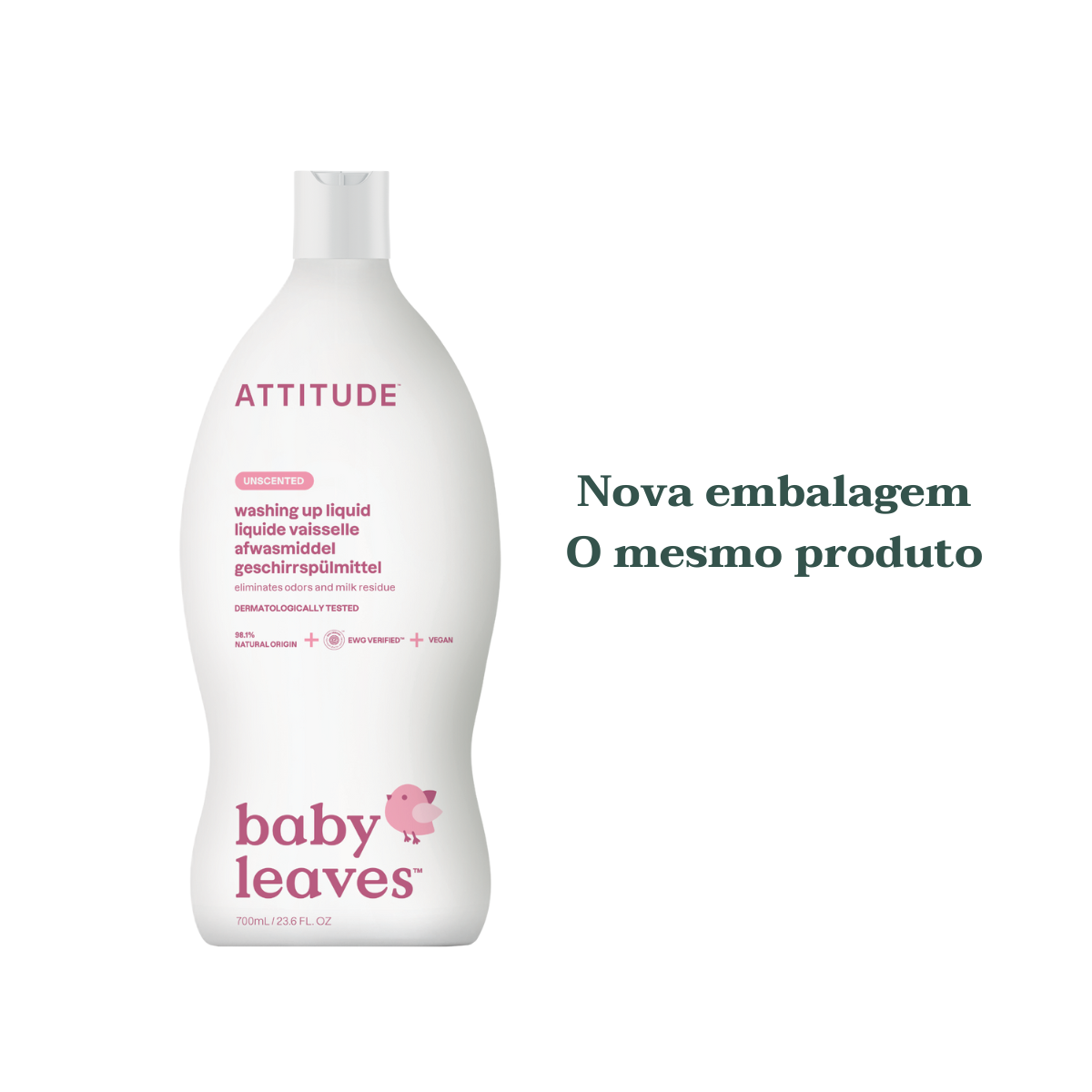 Detergente da Loiça Ecológico para Biberão/ Loiça Bebé - Sem Fragrância, 700ml Attitude