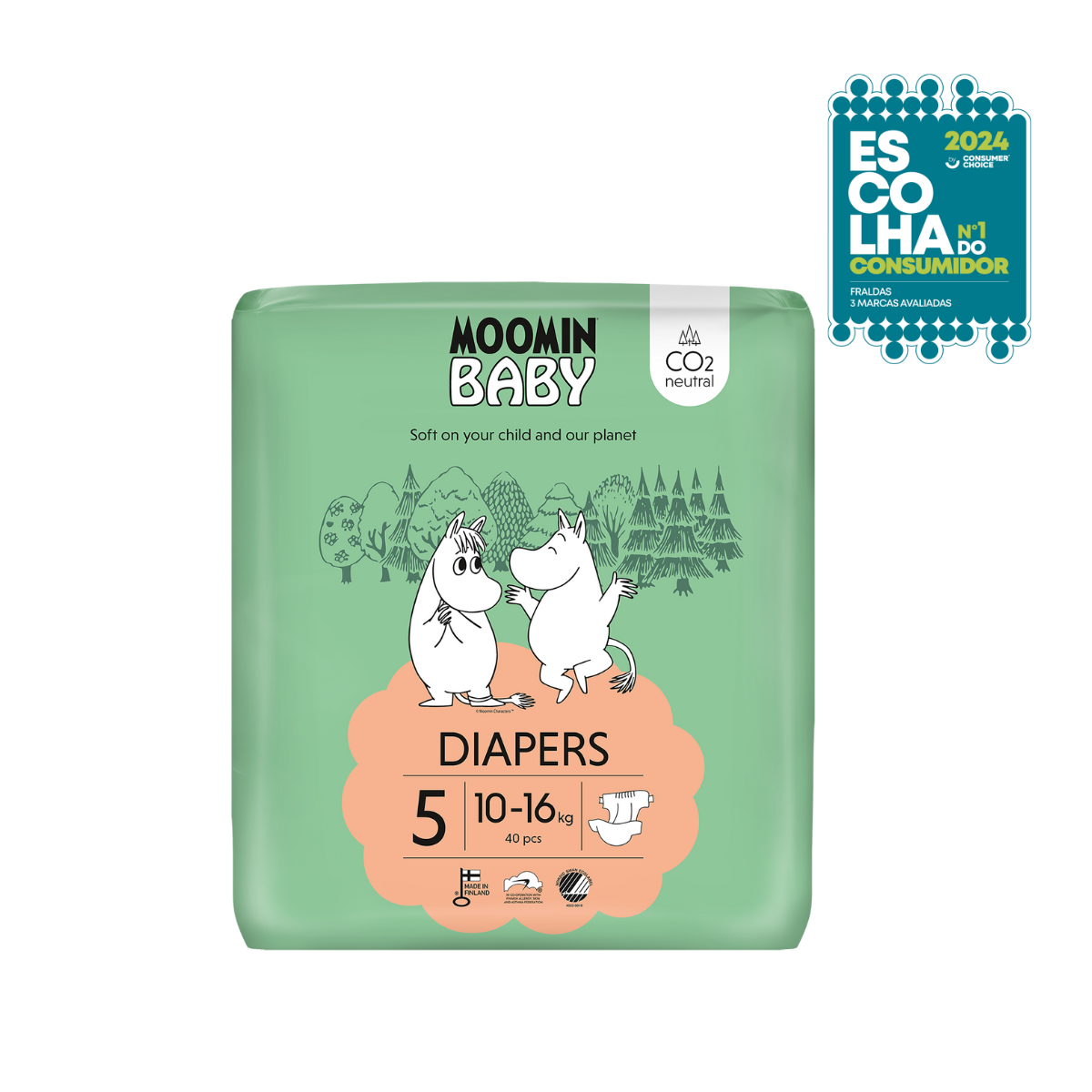Fraldas Tam. 5 (10-16 kg) - 40 unidades Moomin Baby