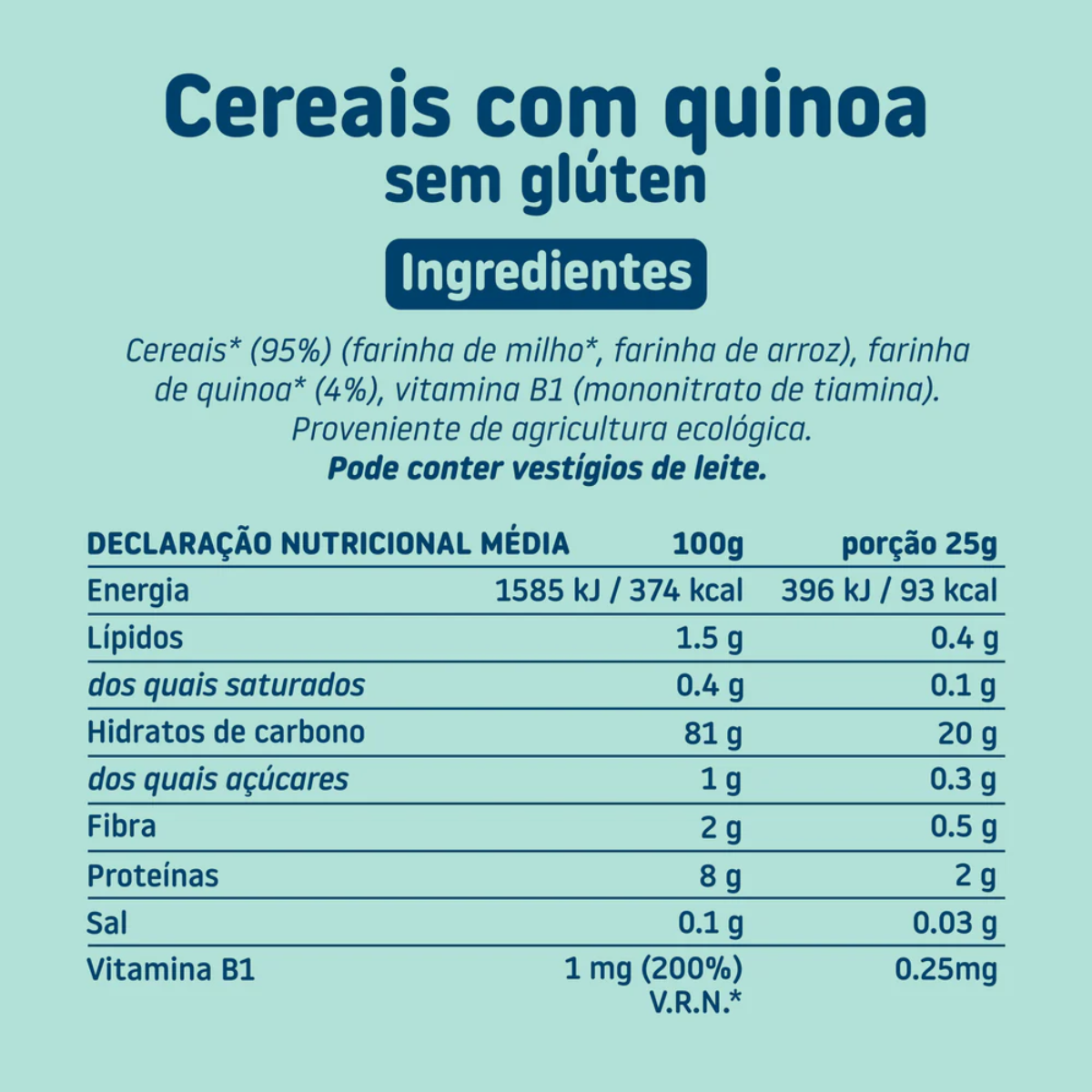 Papa de Cereais Biológicos e Quinoa, sem glúten, 200g Smileat