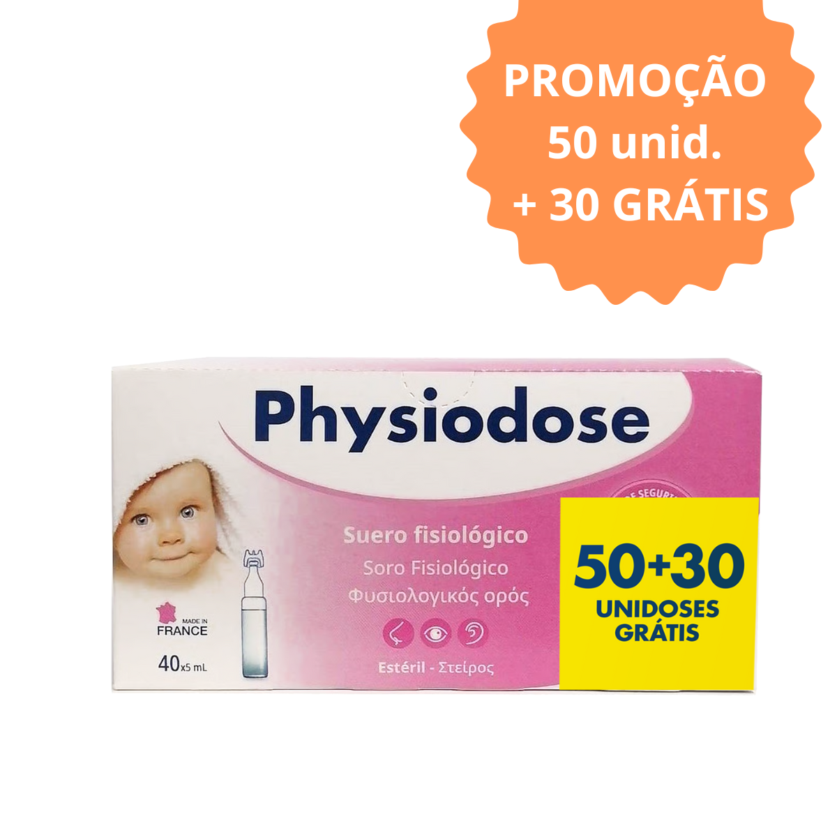 Soro Fisiológico Caixa com 50x5ML+ OFERTA 30 Physiodose