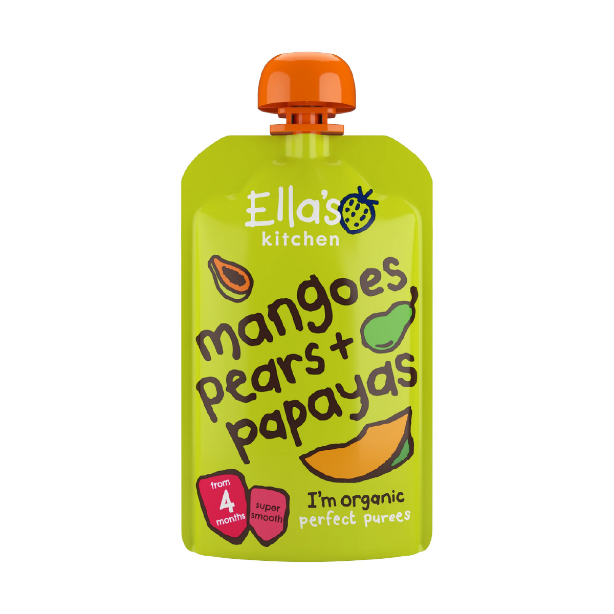 Puré de Fruta: Pera, Manga e Papaia, 120g Ellas Kitchen