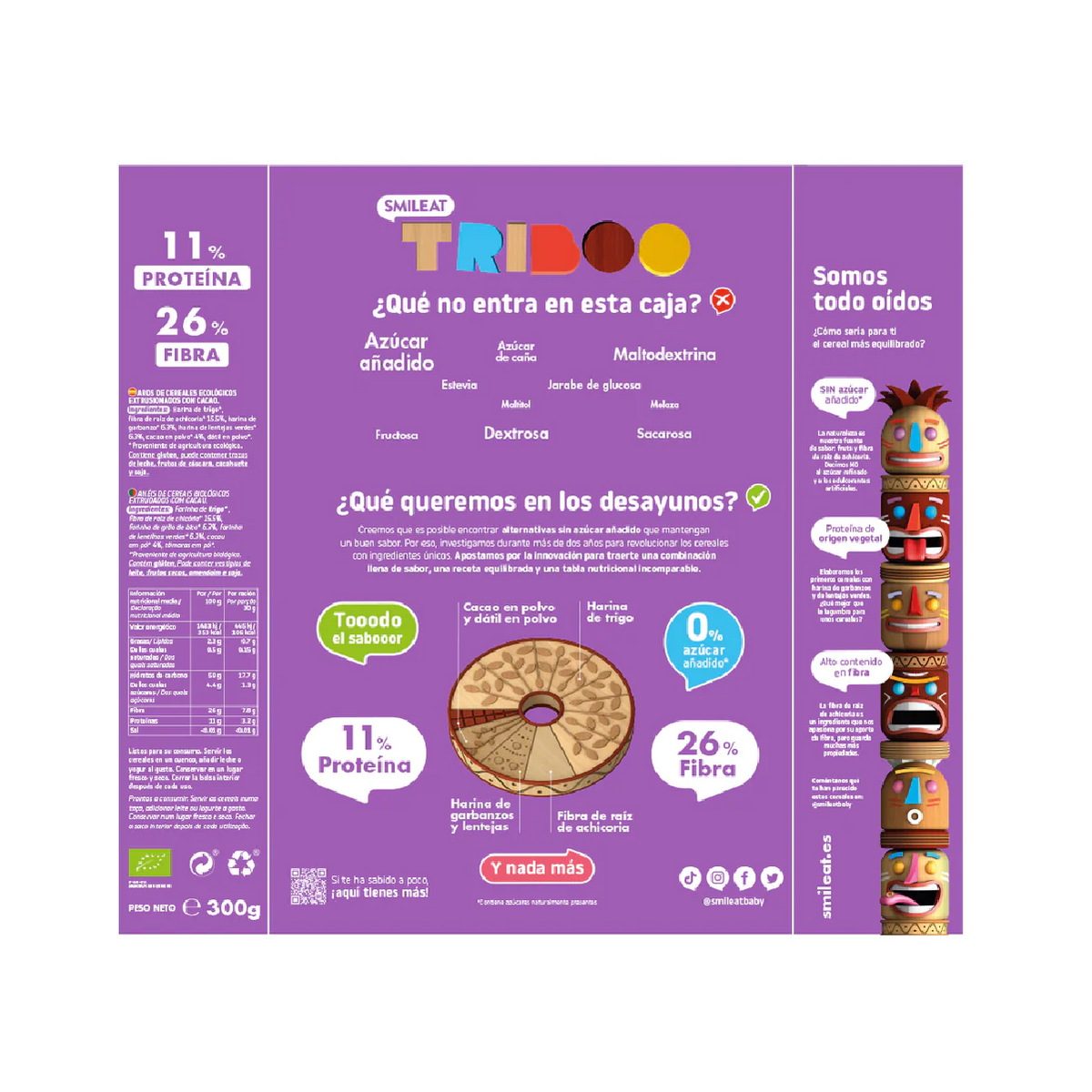Cereais Pequeno-Almoço com Chocolate Biológico, 300g Smileat Triboo