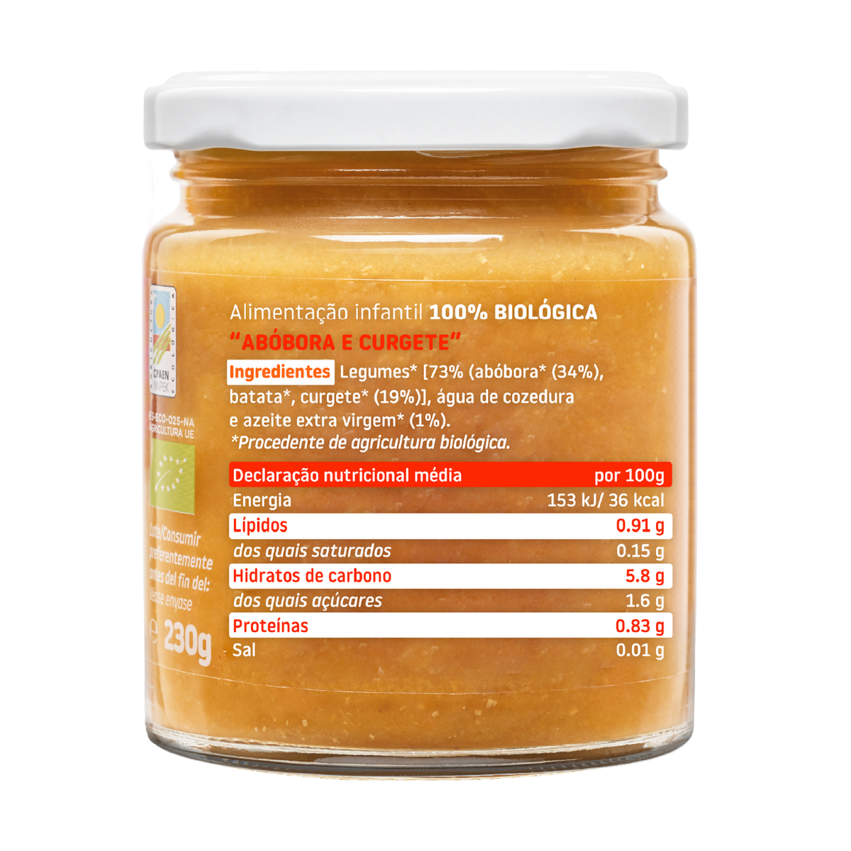 Boião Abóbora e Curgete Biológico, 230g Smileat