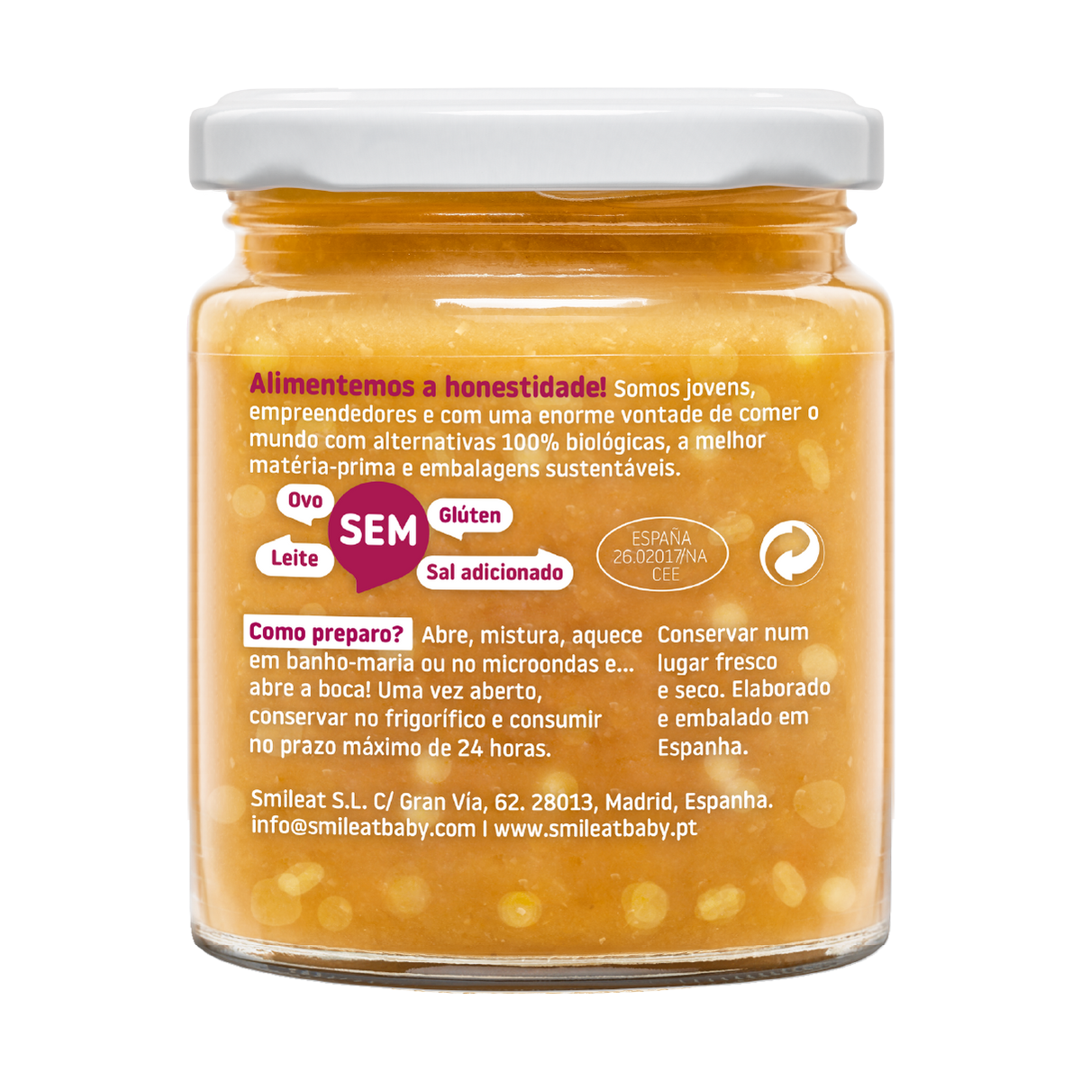 Boião Pedacinhos de Lentilhas e Quinoa Biológico, 230g Smileat