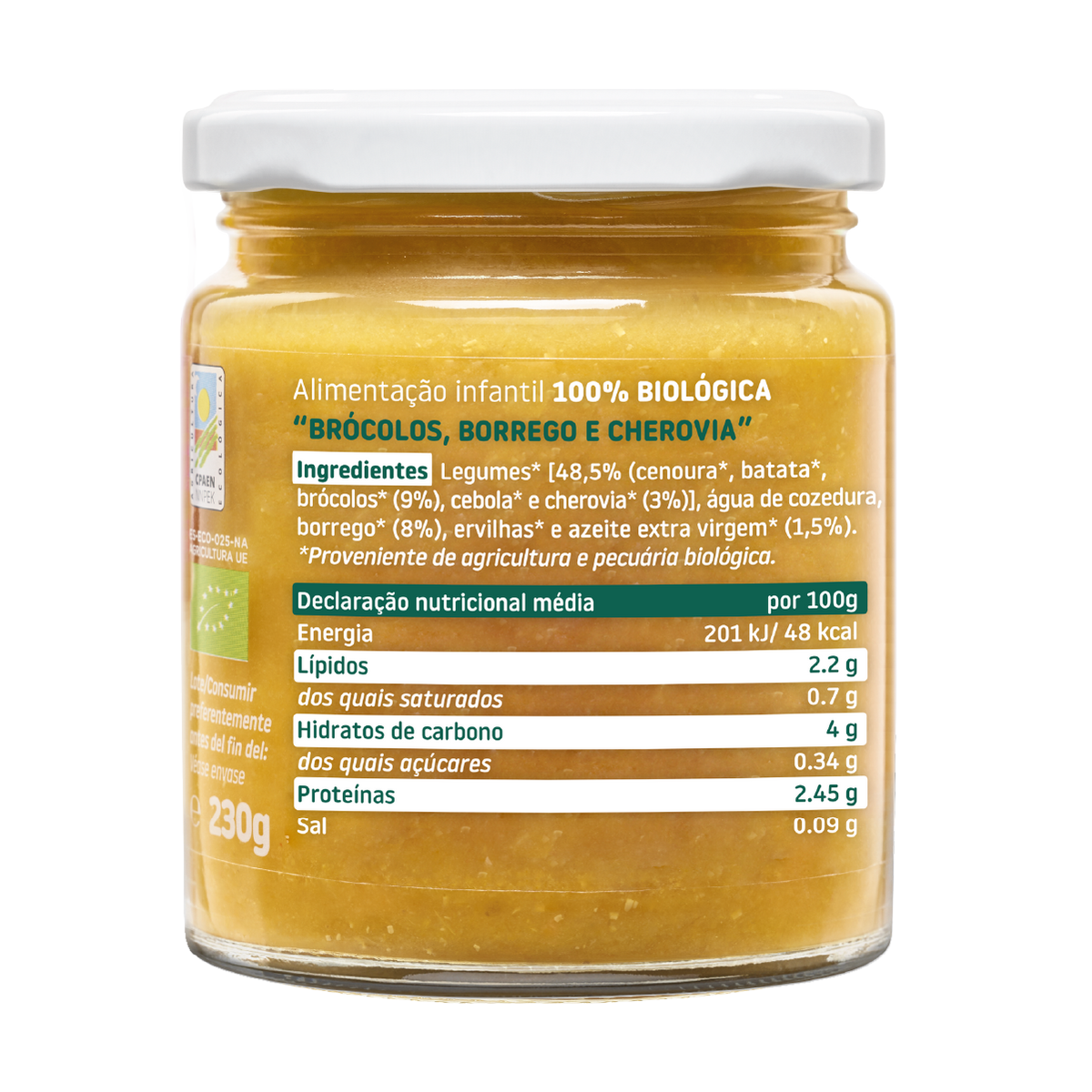 Boião Brócolos, Borrego e Cherovia Biológico, 230g Smileat