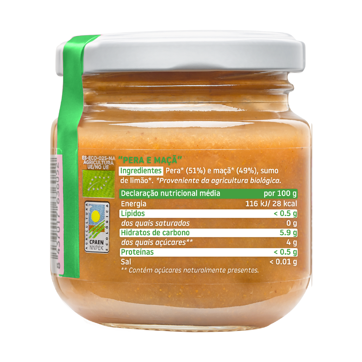 Boião Pera e Maçã Biológico, 130g Smileat