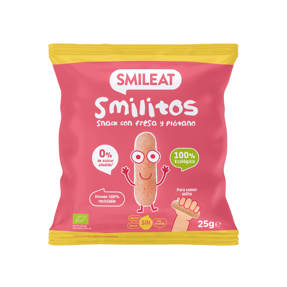 Snack Smilitos Milho com Morango e Banana Biológico, 25g Smileat