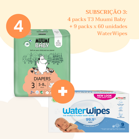 Subscrição WaterWipes + Muumi Baby Tamanho 3
