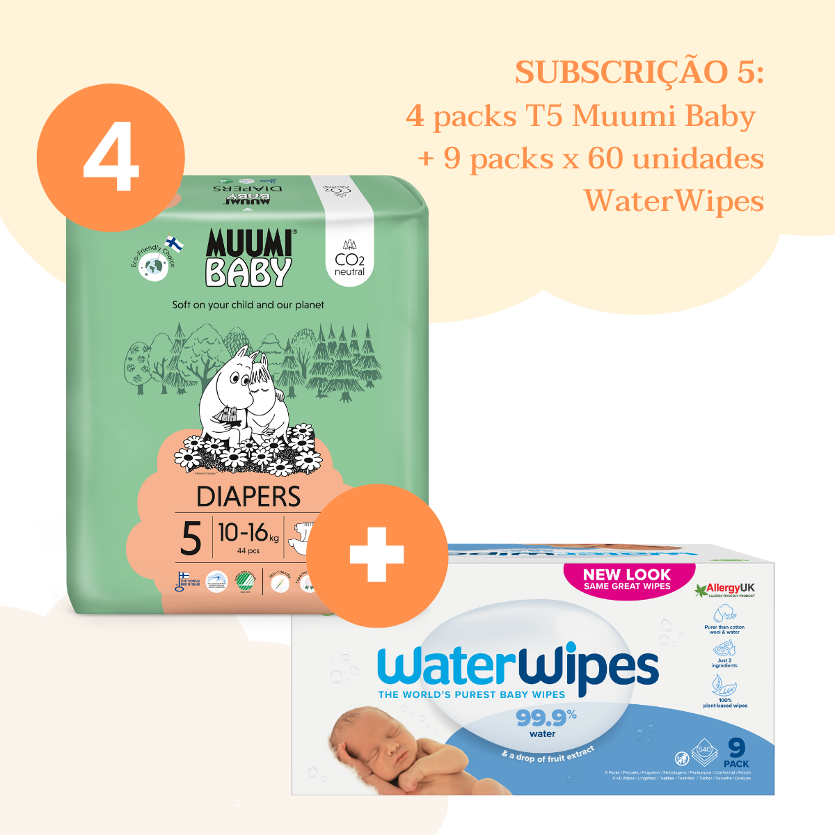 Subscrição WaterWipes + Muumi Baby Tamanho 5