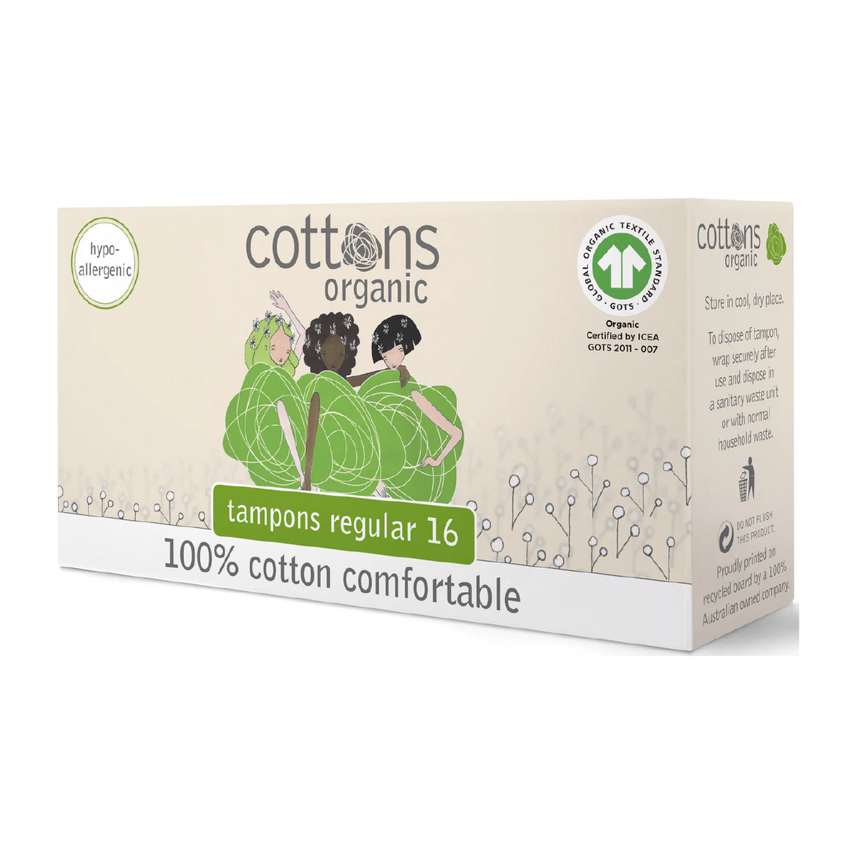 Tampão 100% Algodão sem aplicador Regular 16 unidades Cottons