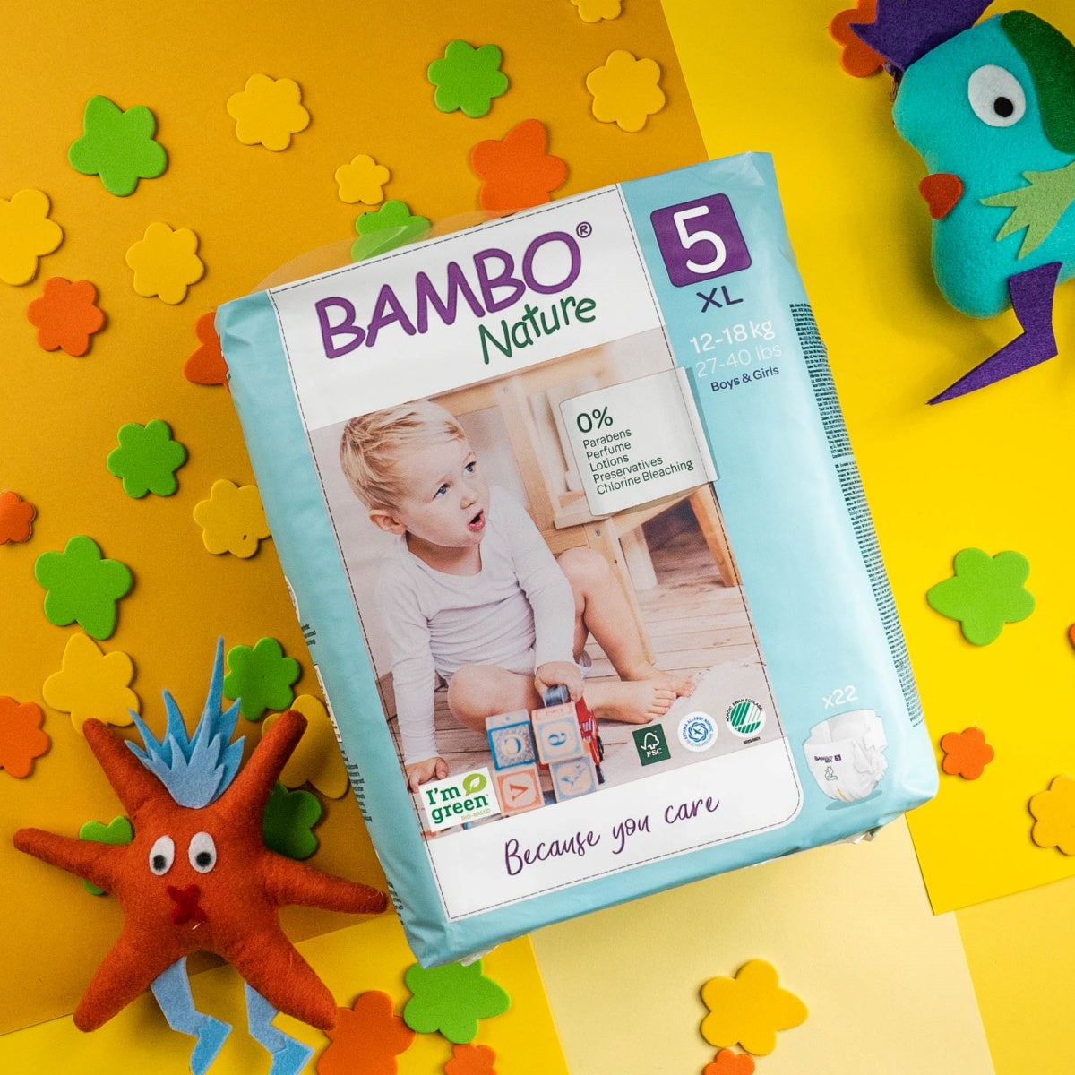 Fraldas Tam.5 (12-18 KG) - 22 unidades Bambo Nature