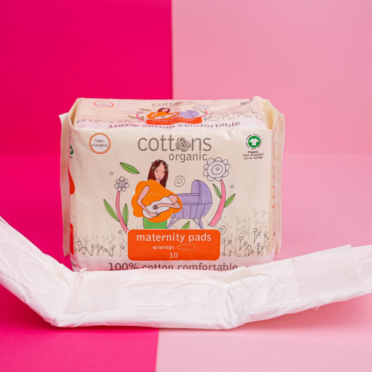 Penso de Maternidade 100% Algodão com Abas 10 unidades  Cottons