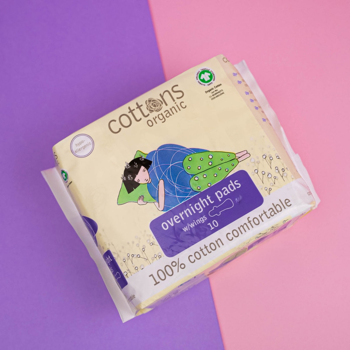 Penso Higiénico 100% Algodão Noite com Abas 10 unidades Cottons