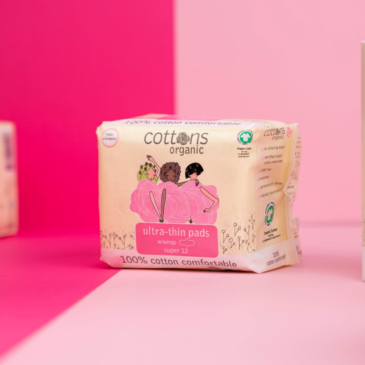 Penso Higiénico 100% Algodão Ultra Fino com Abas Super 12 unidades Cottons