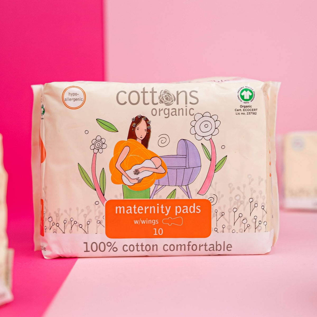 Penso de Maternidade 100% Algodão com Abas 10 unidades  Cottons