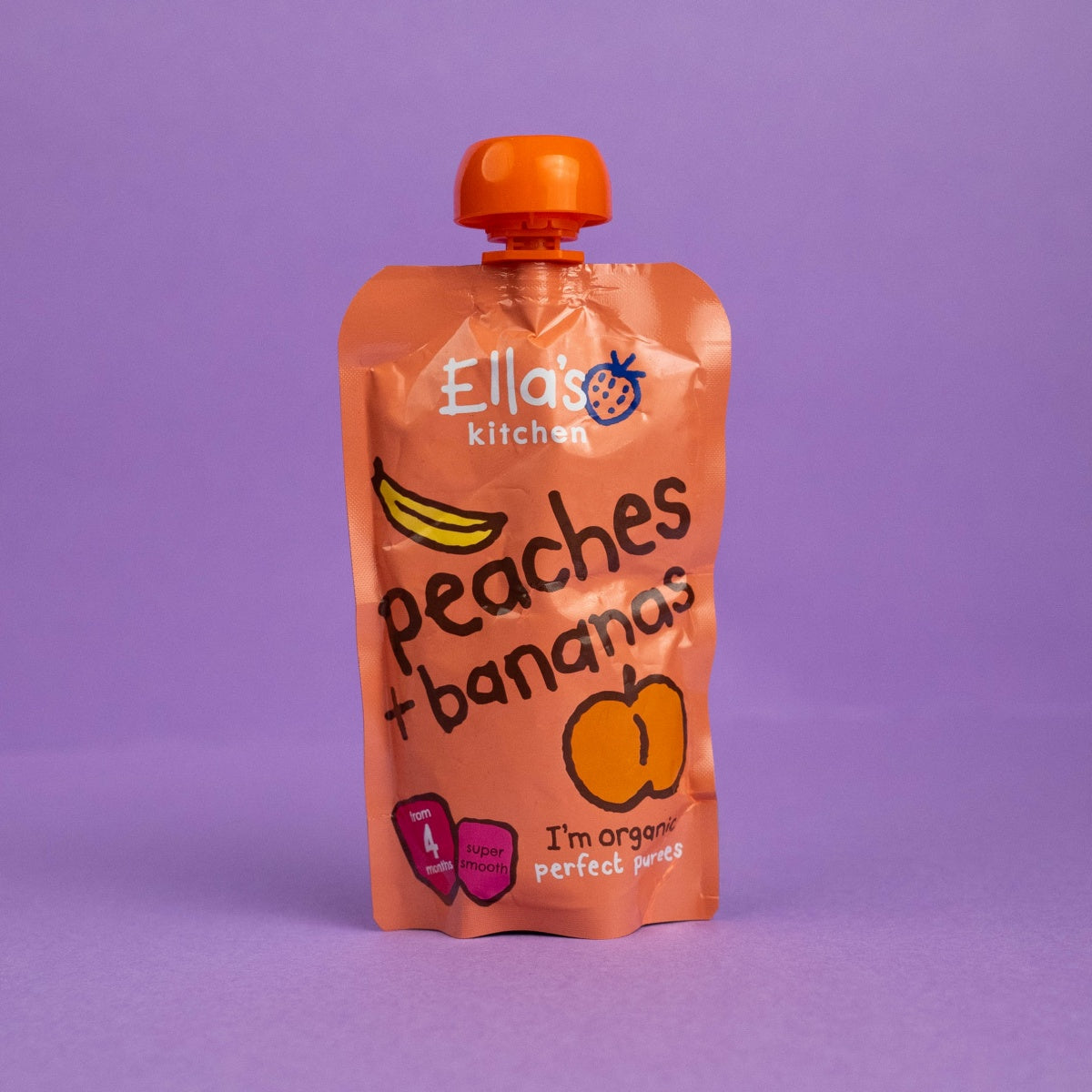 Puré de Fruta: Pêssego e Banana, 120g Ellas Kitchen