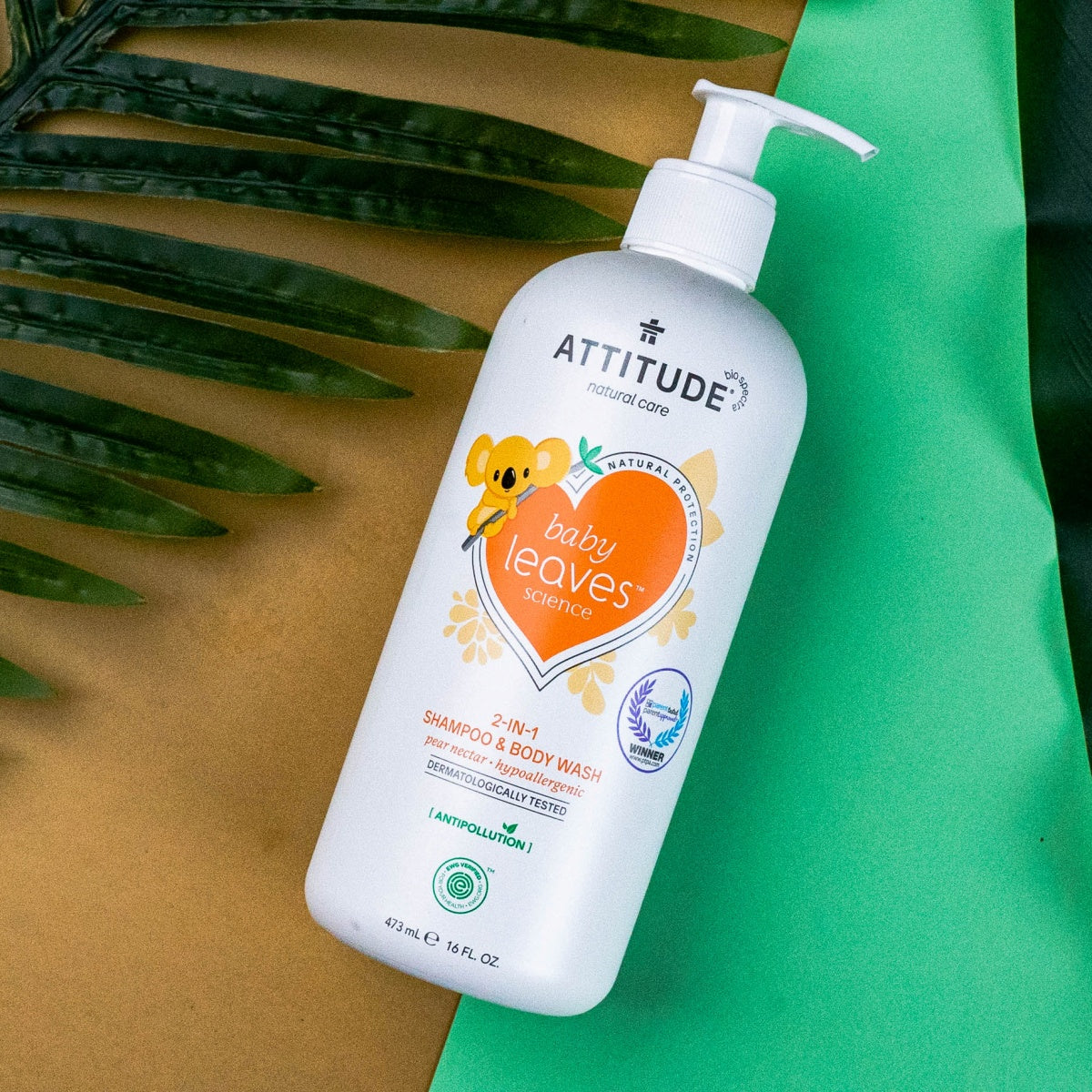 Champô para Bebé 2 em 1 Baby Leaves - Néctar de Pêra, 473ml Attitude