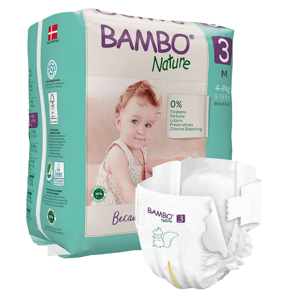 Fraldas Tam.3 (4-8 KG) - 28 unidades Bambo Nature