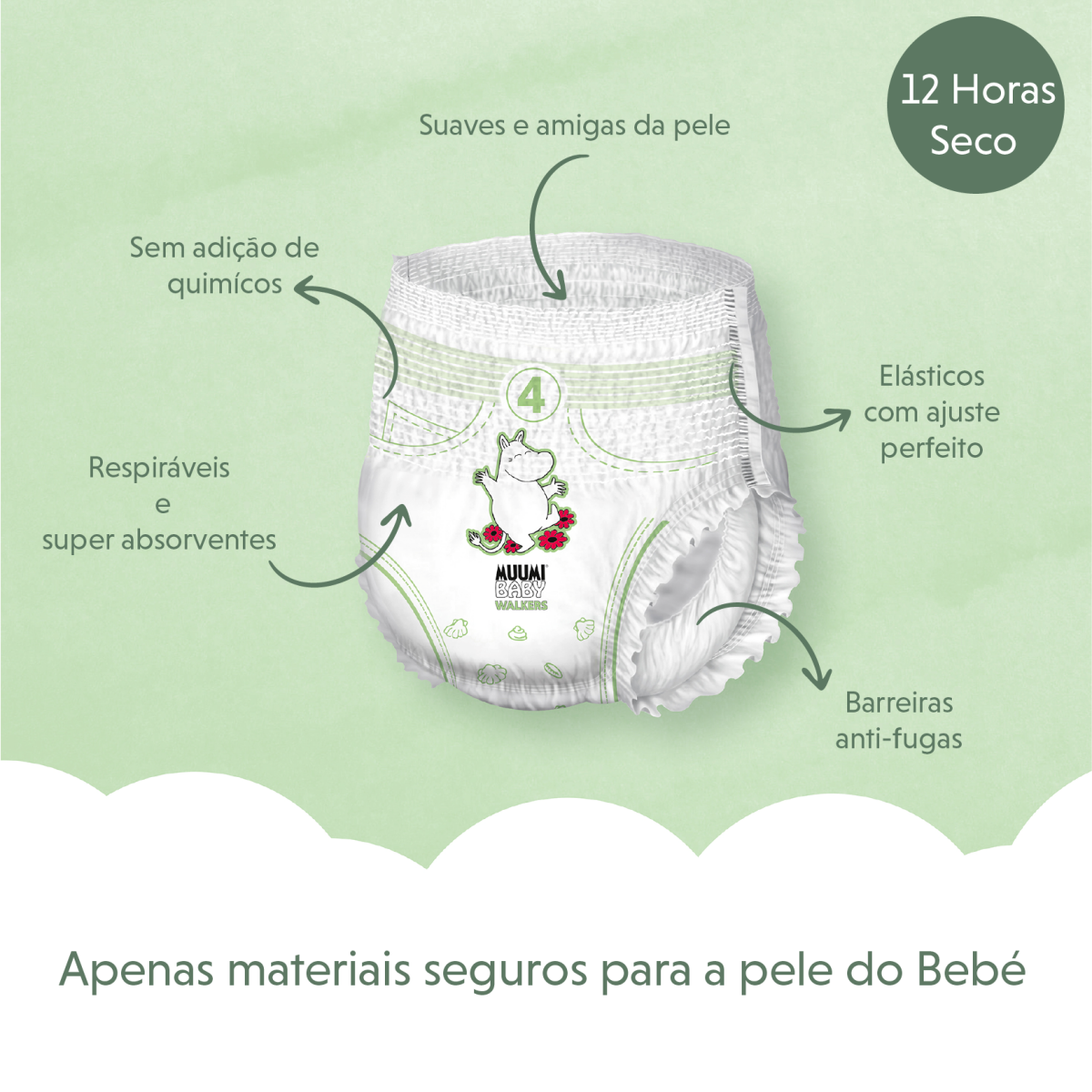 Fralda-cueca Walkers Tam. 4 (7-11 kg) - 40 unidades Muumi Baby